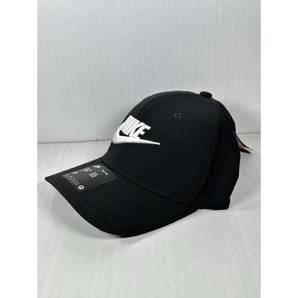 Size M/L Nike Adult Fitted Swoosh Flex Rise Cap Hat Black White FB5377-010 NWT - Picture 2 of 6